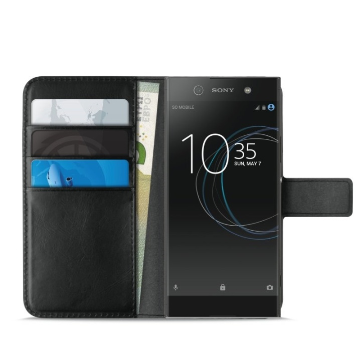 Puro Sony Xperia XA1, Lompakkokotelo Milano, musta ryhmässä ÄLYPUHELIMET JA TABLETIT / Puhelimen suojakotelo / Sony @ TP E-commerce Nordic AB (38-86277)