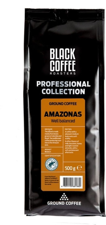 Black Coffee Roasters jauhettu kahvi - Amazonas 500G ryhmässä KOTI, TALOUS JA PUUTARHA / Kodinkoneet / Kahvikoneet ja tarvikkeet / Kahvipavut @ TP E-commerce Nordic AB (38-86478)