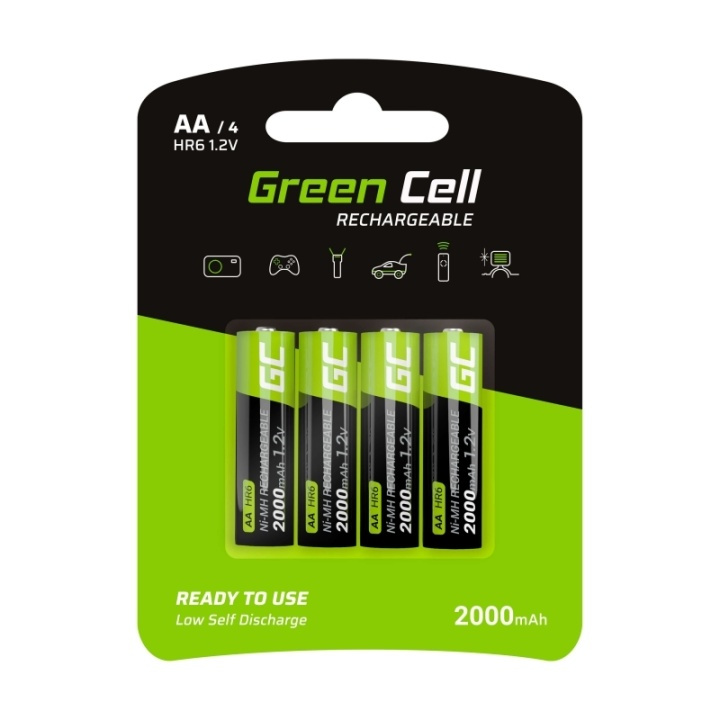 Green Cell Laddbara Ni-MH batterier 4x AA HR6 2000 mAh ryhmässä KODINELEKTRONIIKKA / Paristot & Laturit / Ladattavat paristot / AA @ TP E-commerce Nordic AB (38-86538)