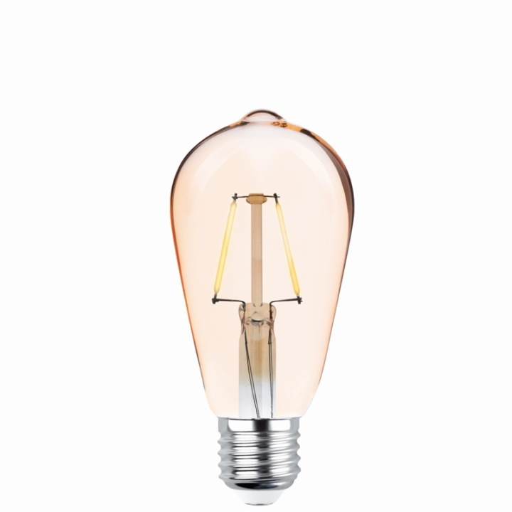 Forever Light Retro LED-lampa med filament Guld, E27 ST64 4W 2200K 400lm ryhmässä KODINELEKTRONIIKKA / Valaistus / LED-lamput @ TP E-commerce Nordic AB (38-86596)