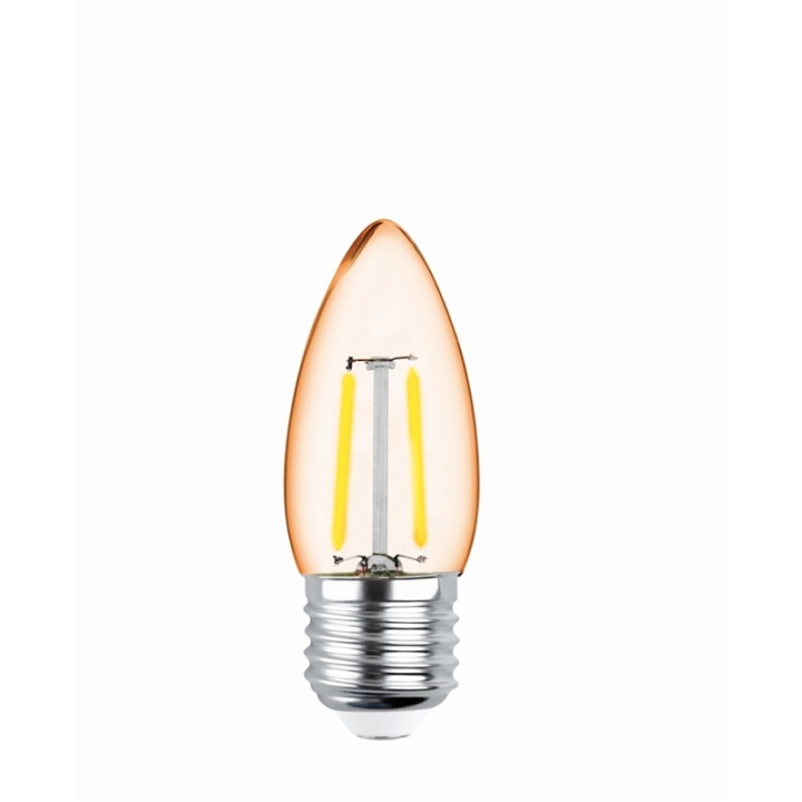 Forever Light Retro LED-lamppu hehkulangalla Kultainen, E27 C35 2W 2200K 180lm ryhmässä KODINELEKTRONIIKKA / Valaistus / LED-lamput @ TP E-commerce Nordic AB (38-86599)