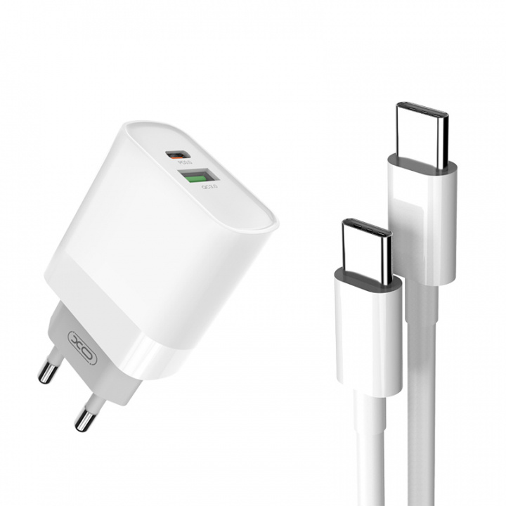 XO väggladdare L64 PD QC3.0 20W 2x USB vit + USB-C - USB-C-kabel ryhmässä ÄLYPUHELIMET JA TABLETIT / Laturit & Kaapelit / Seinälaturi / Seinälaturi Type C @ TP E-commerce Nordic AB (38-86680)