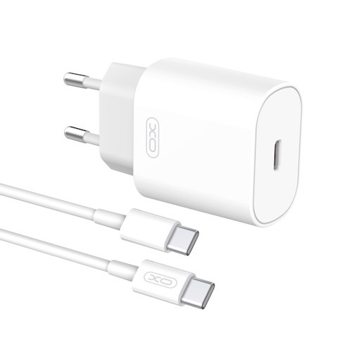 XO väggladdare L91 PD 25W 1x USB-C + USB-C-kabel, Vit ryhmässä ÄLYPUHELIMET JA TABLETIT / Laturit & Kaapelit / Seinälaturi / Seinälaturi Type C @ TP E-commerce Nordic AB (38-86987)