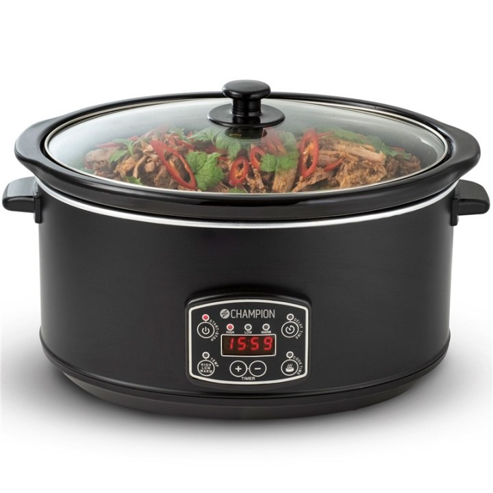 Champion Slowcooker 6,5 liter Mattsvart ryhmässä KOTI, TALOUS JA PUUTARHA / Kodinkoneet / Haudutuspadat @ TP E-commerce Nordic AB (38-87206)