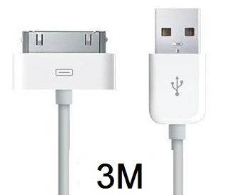 USB-kaapeli iPadille 3 metriä (valkoinen) ryhmässä ÄLYPUHELIMET JA TABLETIT / Laturit & Kaapelit / Kaapelit / 30 pin -kaapelit @ TP E-commerce Nordic AB (38-8732)