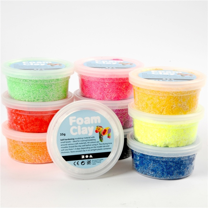 Foam Clay Mixade Färger Basfärger 10x35g ryhmässä LELUT, TUOTTEET LAPSILLE JA VAUVOILLE / Leikkikalut, Askartelu &Pelit / Pelaa savea, leikkiä hiekkaa ja tarvikkeita @ TP E-commerce Nordic AB (38-87388)