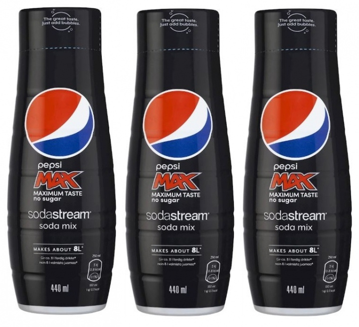 SodaStream Pepsi Max 440ml - Ger 8 liter, 3 pcs ryhmässä KOTI, TALOUS JA PUUTARHA / Kodinkoneet / Vesi ja mehu / Hiilihapotuslaitteet / Mausteet @ TP E-commerce Nordic AB (38-88278PKT)