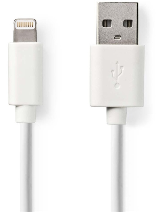 Nedis Lightning Kaapeli | USB 2.0 | Apple Lightning 8-Pin | USB-A Uros | 480 Mbps | Niklattu | 3.00 m | Pyöreä | PVC | Valkoinen | Muovipussi ryhmässä ÄLYPUHELIMET JA TABLETIT / Laturit & Kaapelit / Kaapelit / Lightning kaapelit @ TP E-commerce Nordic AB (38-89257)