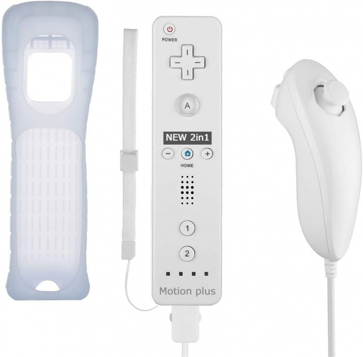 Langaton Plus + Nunchuck Wii-Wii U:lle, Valkoinen ryhmässä KODINELEKTRONIIKKA / Pelikonsolit & Tarvikkeet / Nintendo Wii @ TP E-commerce Nordic AB (38-89554)