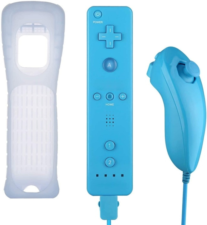 Remote Plus + Nunchuck Wii-Wii U:lle, Vaaleansininen ryhmässä KODINELEKTRONIIKKA / Pelikonsolit & Tarvikkeet / Nintendo Wii @ TP E-commerce Nordic AB (38-89555)