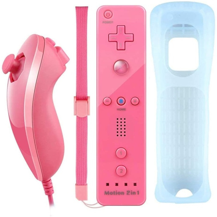 Remote Plus + Nunchuck Wii-Wii U:lle, vaaleanpunainen ryhmässä KODINELEKTRONIIKKA / Pelikonsolit & Tarvikkeet / Nintendo Wii @ TP E-commerce Nordic AB (38-89556)