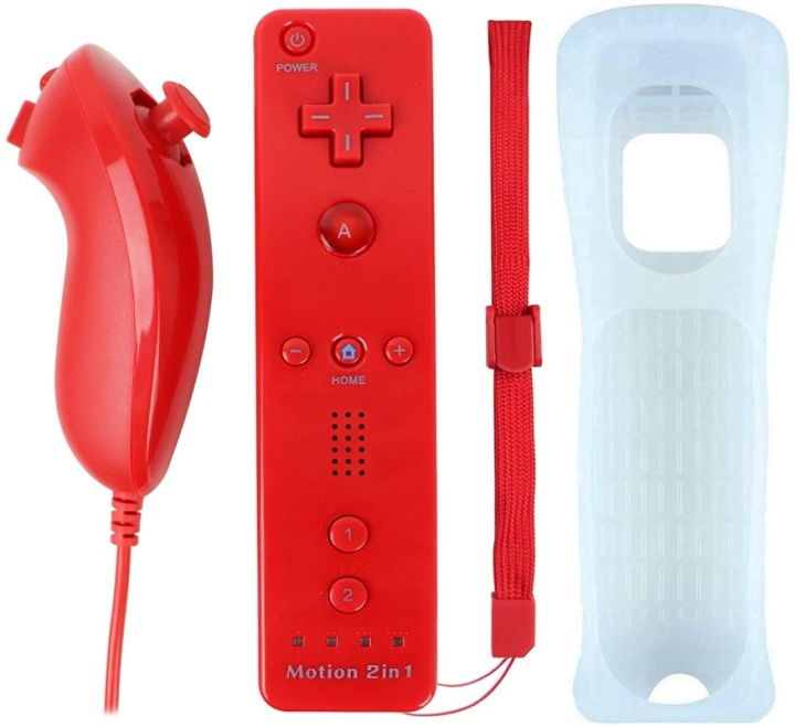 Remote Plus + Nunchuck till Wii-Wii U, Röd ryhmässä KODINELEKTRONIIKKA / Pelikonsolit & Tarvikkeet / Nintendo Wii @ TP E-commerce Nordic AB (38-89557)