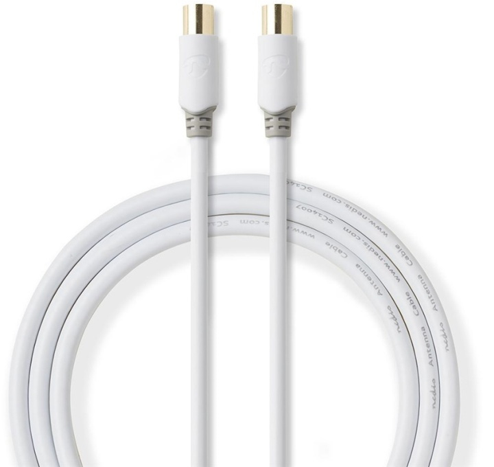 Nedis Koaksiaalikaapeli | IEC (Coax) Uros | IEC (Coax) Naaras | Kullattu | 100 dB | 75 Ohm | Tuplasuojattu | 10.0 m | Pyöreä | PVC | Valkoinen | Laatikko