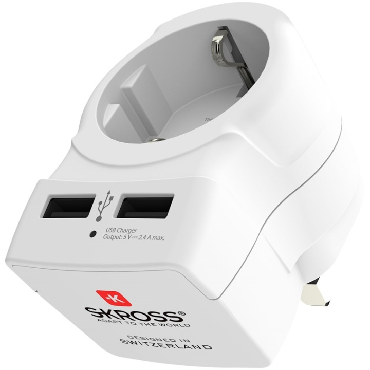 SKROSS El-Adapter USB Storbritannien ryhmässä KOTI, TALOUS JA PUUTARHA / Sähkö & Valaistus / Matkasovittimet @ TP E-commerce Nordic AB (38-90252)