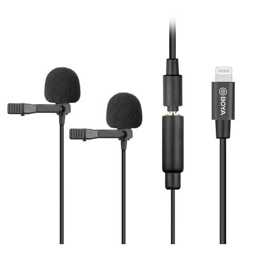 BOYA Mikrofoni BY-M2D Lavalier Lightning Dual iOS 6m. ryhmässä KODINELEKTRONIIKKA / Ääni & Kuva / Kädessä pidettävät mikrofonit @ TP E-commerce Nordic AB (38-90558)
