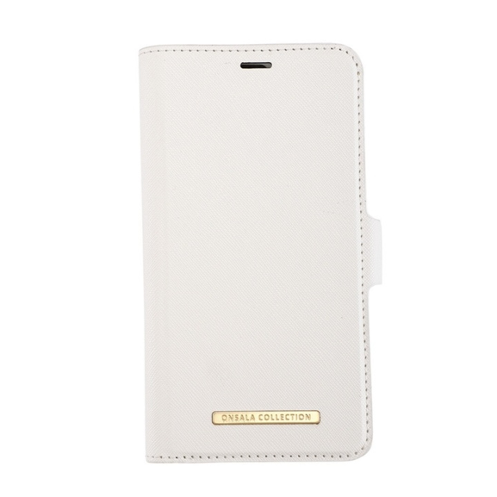 Onsala Lompakko iPhone 12 / 12 Pro Saffiano White ryhmässä ÄLYPUHELIMET JA TABLETIT / Puhelimen suojakotelo / Apple / iPhone 12 / Kotelo @ TP E-commerce Nordic AB (38-91073)