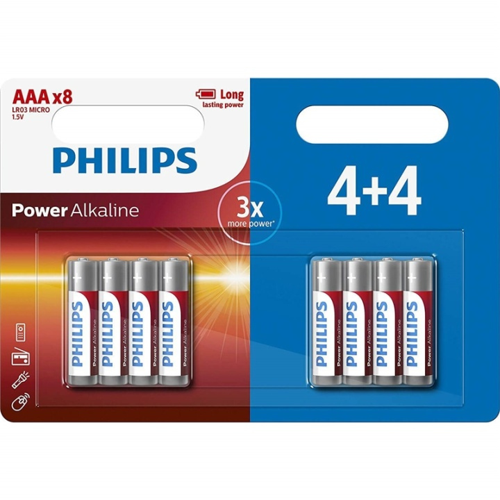 PHILIPS Alkaliparisto LR03/AAA 8-pack ryhmässä KODINELEKTRONIIKKA / Paristot & Laturit / Akut / AAA @ TP E-commerce Nordic AB (38-91143)