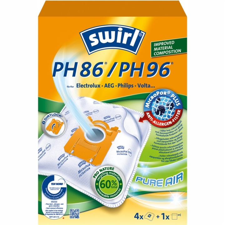 Swirl Pölynimuripussit PH86/PH96 4P (HUOM 3kpl DFP) ryhmässä KOTI, TALOUS JA PUUTARHA / Siivoustuotteet / Imurit & Tarvikkeet / Tarvikkeet / Pölynimurin pussit @ TP E-commerce Nordic AB (38-91623)
