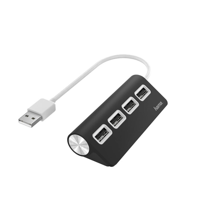 HAMA Hub USB-A 2.0 4x Portar 480 Mbit/s Svart ryhmässä TIETOKOONET & TARVIKKEET / Tietokonetarvikkeet / USB-telakat @ TP E-commerce Nordic AB (38-91881)