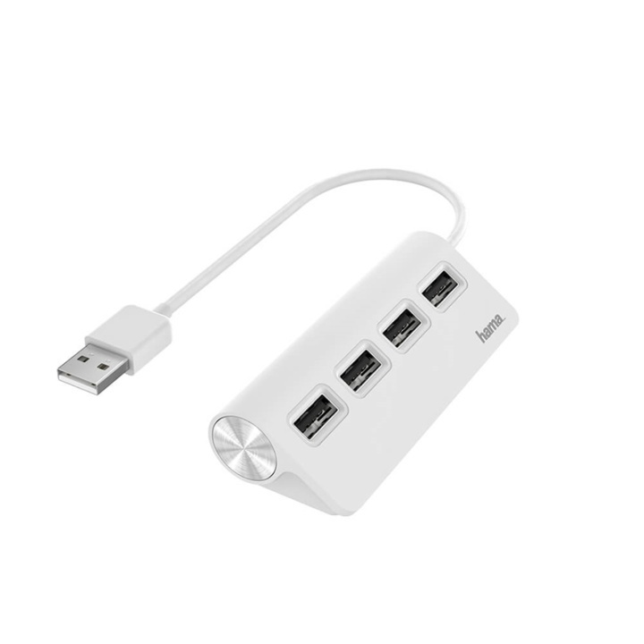 Hama Hub USB-A 2.0 4x Portar 480 Mbit/s Vit ryhmässä TIETOKOONET & TARVIKKEET / Tietokonetarvikkeet / USB-telakat @ TP E-commerce Nordic AB (38-91882)