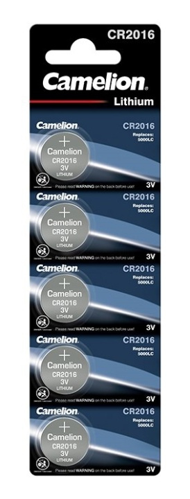 Camelion CR2016/3V, nappiparisto, litium, 5-pack 5-pack ryhmässä KODINELEKTRONIIKKA / Paristot & Laturit / Akut / Nappiparistot @ TP E-commerce Nordic AB (38-92006)