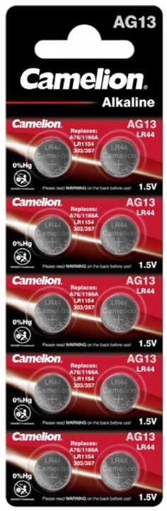 Camelion LR44/1,5V, knappcellsbatteri, alkaline, 10-pack ryhmässä KODINELEKTRONIIKKA / Paristot & Laturit / Akut / Nappiparistot @ TP E-commerce Nordic AB (38-92012)