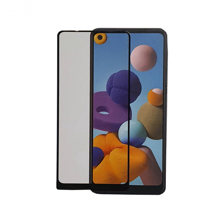 Gear Härdat Glas 2,5D Full Cover Samsung A21s ryhmässä ÄLYPUHELIMET JA TABLETIT / Puhelimen suojakotelo / Samsung @ TP E-commerce Nordic AB (38-92419)