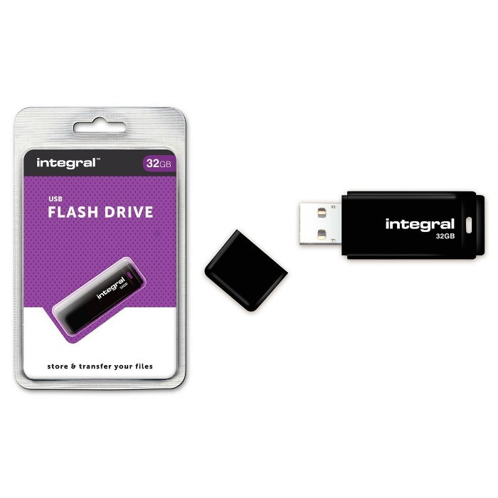 INTEGRAL Pendrive Black (32GB | USB 2.0) black ryhmässä KODINELEKTRONIIKKA / Tallennusvälineet / USB-muistitikku / USB 2.0 @ TP E-commerce Nordic AB (38-92610)