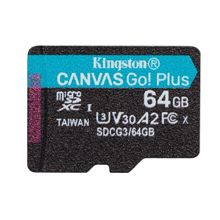 Kingston Canvas Go! Plus microSDXC, 64GB ryhmässä KODINELEKTRONIIKKA / Tallennusvälineet / Muistikortit / MicroSD/HC/XC @ TP E-commerce Nordic AB (38-92717)