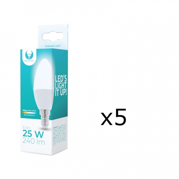 LED-lamppu E14, C37, 3W, 230V, 3000K 5-pack, Lämmin valkoinen ryhmässä KODINELEKTRONIIKKA / Valaistus / LED-lamput @ TP E-commerce Nordic AB (38-92746-PKT05)