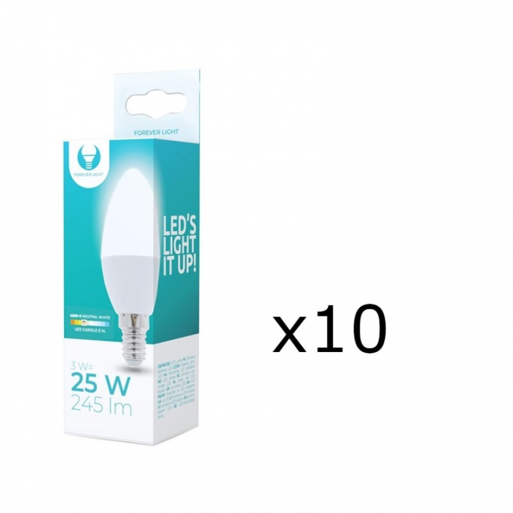 LED-lamppu E14, C37, 3W, 230V, 4500K 10-pack, valkoinen neutraali ryhmässä KODINELEKTRONIIKKA / Valaistus / LED-lamput @ TP E-commerce Nordic AB (38-92747-PKT10)