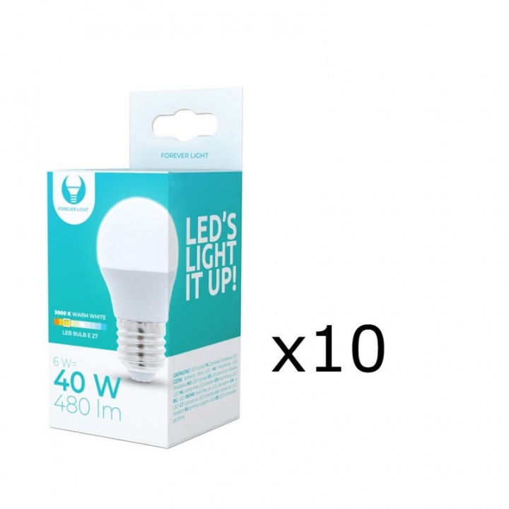 LED-lamppu E27, 6W, 230V, 3000K 10-pakkaus, lämmin valkoinen ryhmässä KODINELEKTRONIIKKA / Valaistus / LED-lamput @ TP E-commerce Nordic AB (38-92748-PKT10)