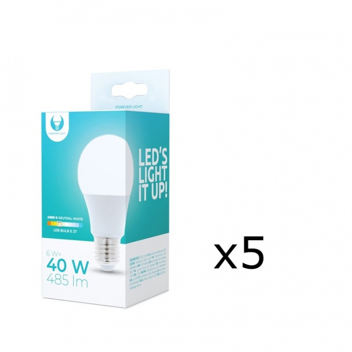LED-lamppu E27, 6W, 230V, 4500K 5-pack, valkoinen neutraali ryhmässä KODINELEKTRONIIKKA / Valaistus / LED-lamput @ TP E-commerce Nordic AB (38-92749-PKT05)