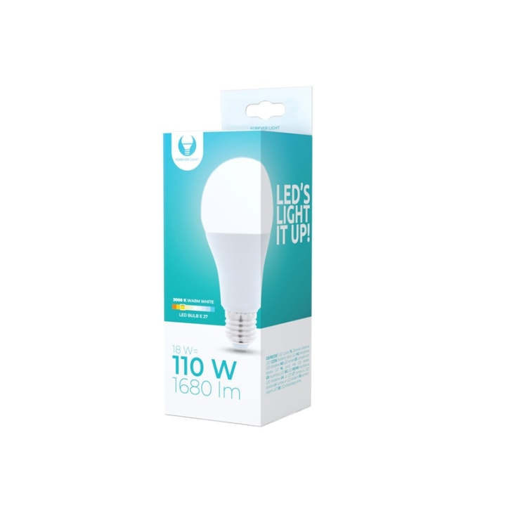 LED-Lampa E27, A65, 18W, 230V, 3000K, Varmvitt ryhmässä KODINELEKTRONIIKKA / Valaistus / LED-lamput @ TP E-commerce Nordic AB (38-92751)