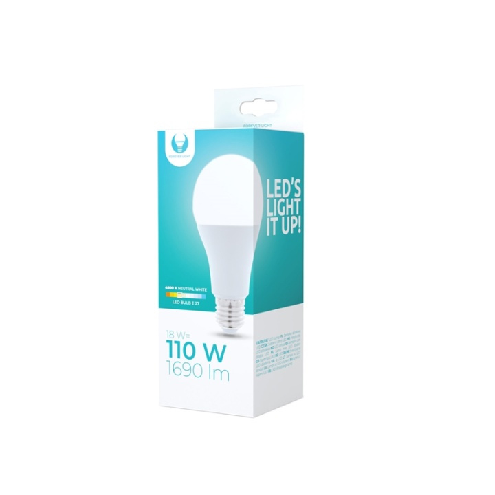 LED-lamppu E27, A65, 18W, 230V, 4500K, valkoinen neutraali ryhmässä KODINELEKTRONIIKKA / Valaistus / LED-lamput @ TP E-commerce Nordic AB (38-92752)