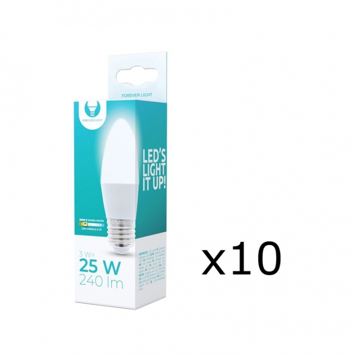 LED-lamppu E27, 3W, 230V, 3000K, 10-pack, Lämmin valkoinen ryhmässä KODINELEKTRONIIKKA / Valaistus / LED-lamput @ TP E-commerce Nordic AB (38-92754-PKT10)
