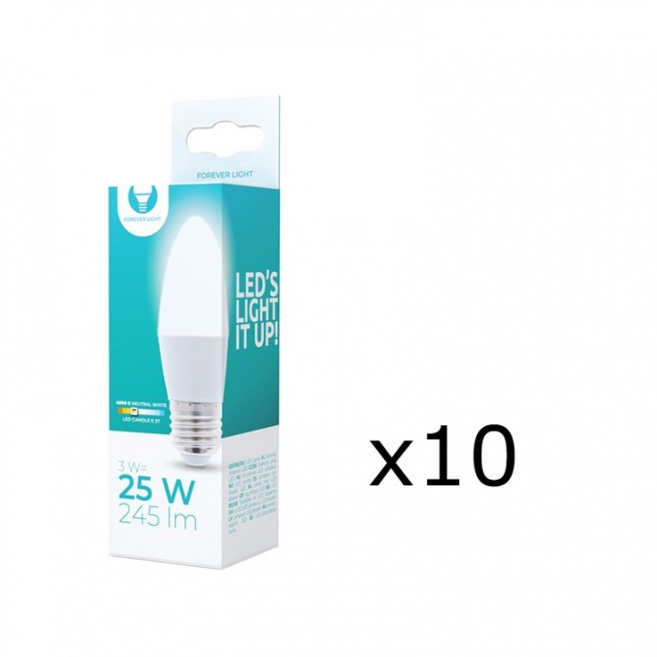 LED-lamppu E27, 3W, 230V, 4500K 10-pack, valkoinen neutraali ryhmässä KODINELEKTRONIIKKA / Valaistus / LED-lamput @ TP E-commerce Nordic AB (38-92755-PKT10)