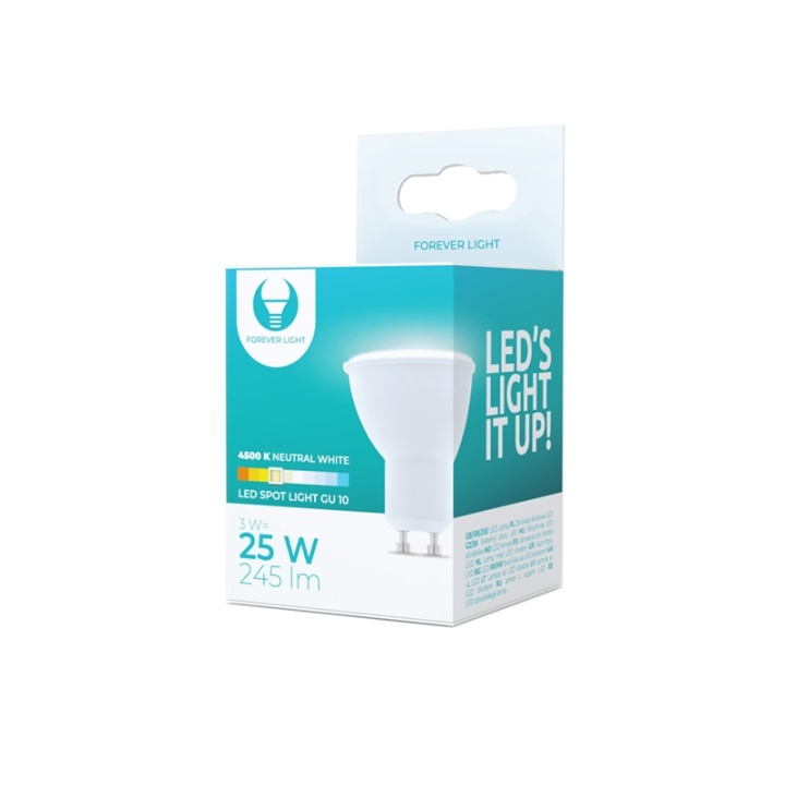 LED-lamppu GU10, 3W, 230V, 4500K, valkoinen neutraali ryhmässä KODINELEKTRONIIKKA / Valaistus / LED-lamput @ TP E-commerce Nordic AB (38-92757)