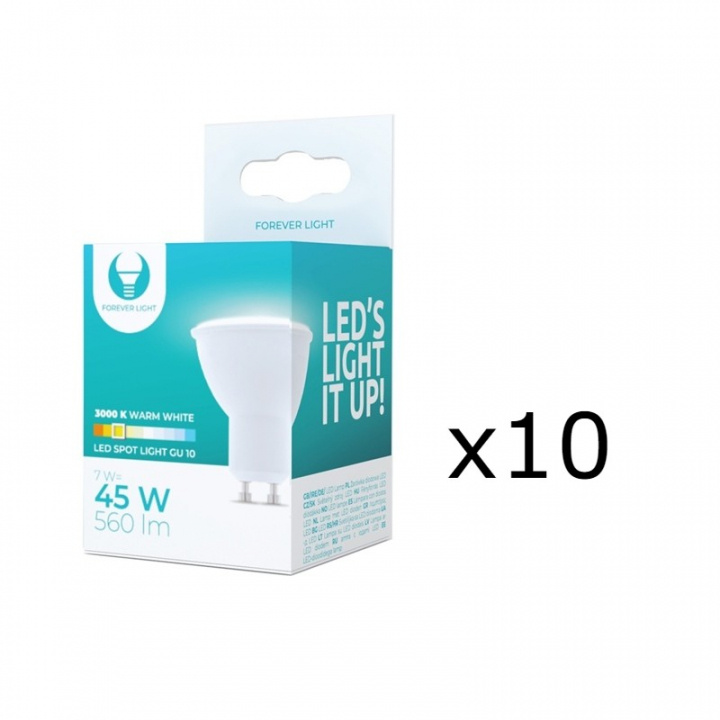 LED-lamppu GU10, 7W, 230V, 3000K, 10-pack, Lämminvalkoinen ryhmässä KODINELEKTRONIIKKA / Valaistus / LED-lamput @ TP E-commerce Nordic AB (38-92759-PKT10)