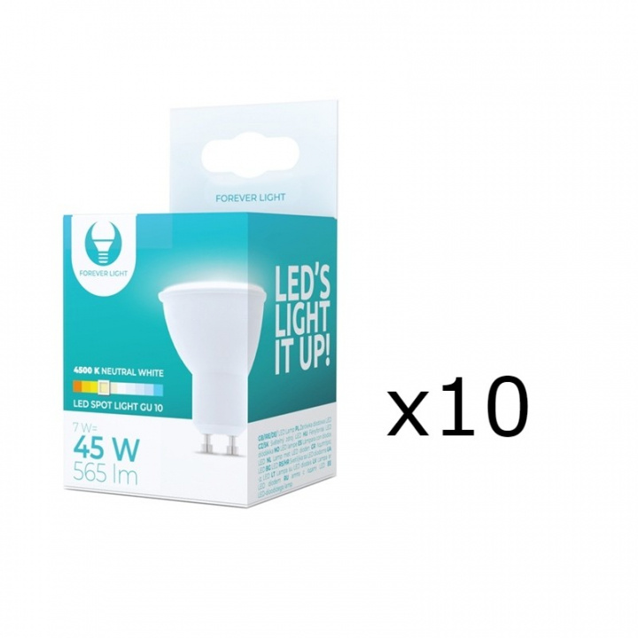 LED-Lampa GU10, 7W, 230V, 4500K, 10-pack, Vit neutral ryhmässä KODINELEKTRONIIKKA / Valaistus / LED-lamput @ TP E-commerce Nordic AB (38-92760-PKT10)