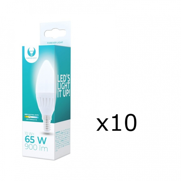 LED-lamppu E14, C37, 10W, 230V, 4000K, keraaminen, 10-pack, valkoinen neutraali ryhmässä KODINELEKTRONIIKKA / Valaistus / LED-lamput @ TP E-commerce Nordic AB (38-92763-PKT10)