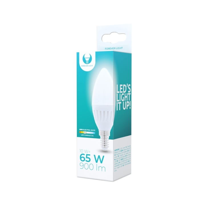 LED-lamppu E14, C37, 10W, 230V, 4500K, keraaminen, valkoinen neutraali ryhmässä KODINELEKTRONIIKKA / Valaistus / LED-lamput @ TP E-commerce Nordic AB (38-92763)