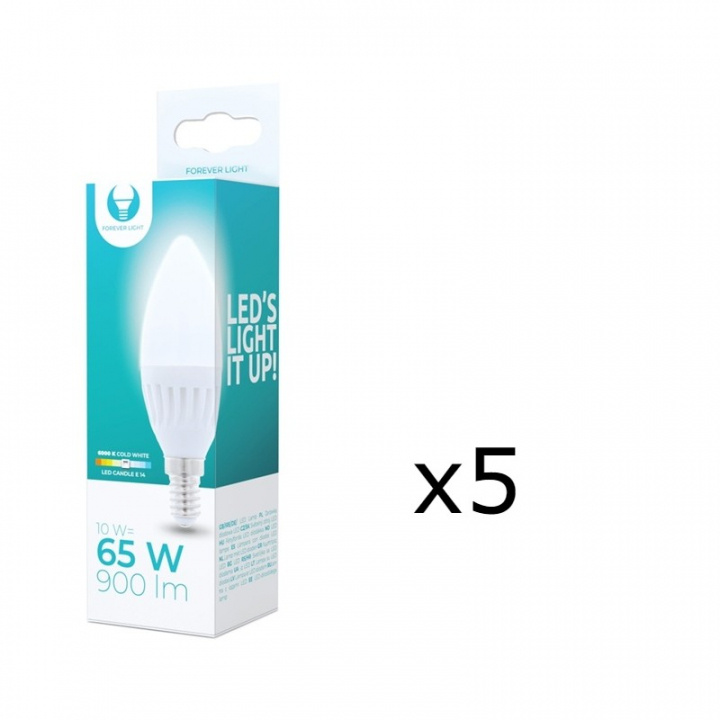 LED-lamppu E14, C37, 10W, 230V, 6000K, keraaminen, viileän valkoinen ryhmässä KODINELEKTRONIIKKA / Valaistus / LED-lamput @ TP E-commerce Nordic AB (38-92764-PKT05)