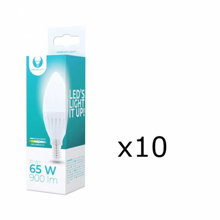 LED-lamppu E14, C37, 10W, 230V, 6000K, keraaminen, 10-pack, viileä valkoinen ryhmässä KODINELEKTRONIIKKA / Valaistus / LED-lamput @ TP E-commerce Nordic AB (38-92764-PKT10)
