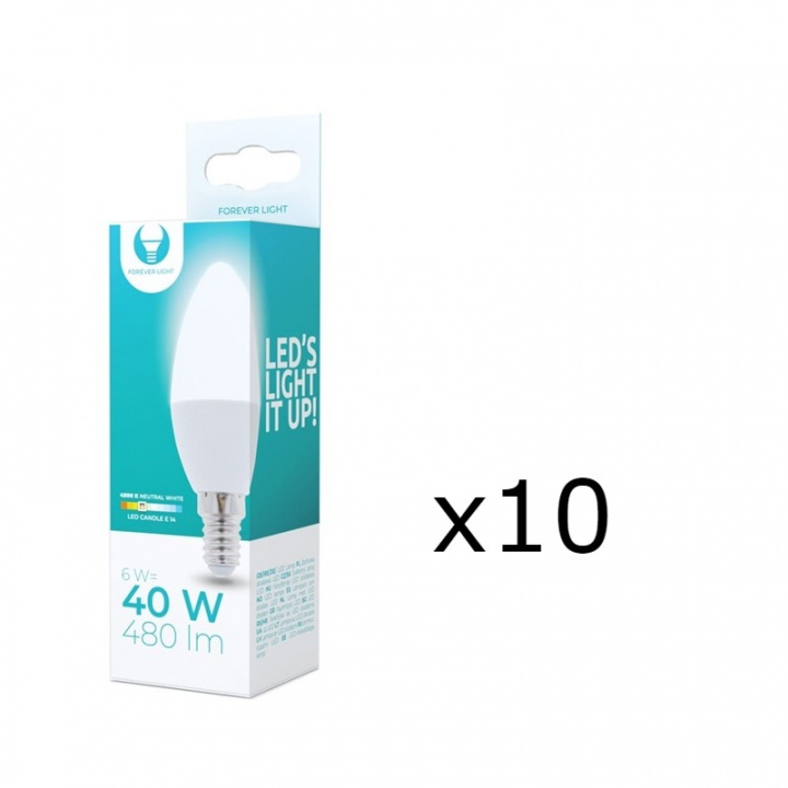 LED-lamppu E14, C37, 6W, 230V, 4500K 10-pack, valkoinen neutraali ryhmässä KODINELEKTRONIIKKA / Valaistus / LED-lamput @ TP E-commerce Nordic AB (38-92766-PKT10)