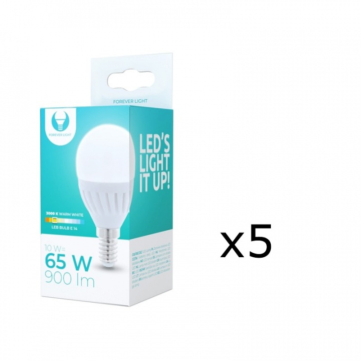 LED-Lampa E14, G45, 10W, 230V, 3000K, Keramisk, 5-pack, Varmvitt ryhmässä KODINELEKTRONIIKKA / Valaistus / LED-lamput @ TP E-commerce Nordic AB (38-92767-PKT05)