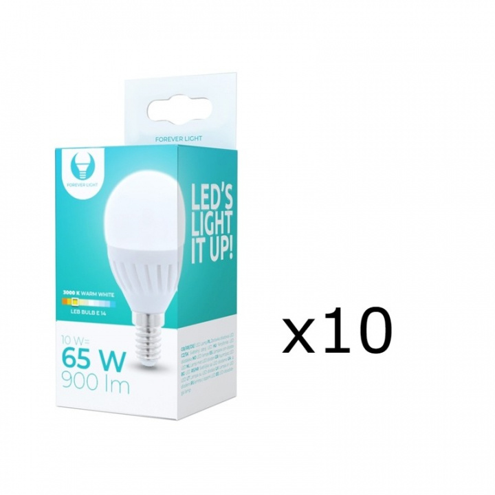 LED-Lampa E14, G45, 10W, 230V, 3000K, Keramisk, 10-pack, Varmvitt ryhmässä KODINELEKTRONIIKKA / Valaistus / LED-lamput @ TP E-commerce Nordic AB (38-92767-PKT10)