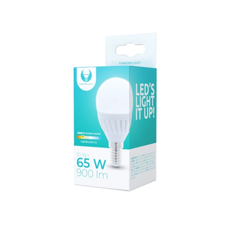 LED-lamppu E14, G45, 10W, 230V, 3000K, keraaminen, lämmin valkoinen ryhmässä KODINELEKTRONIIKKA / Valaistus / LED-lamput @ TP E-commerce Nordic AB (38-92767)