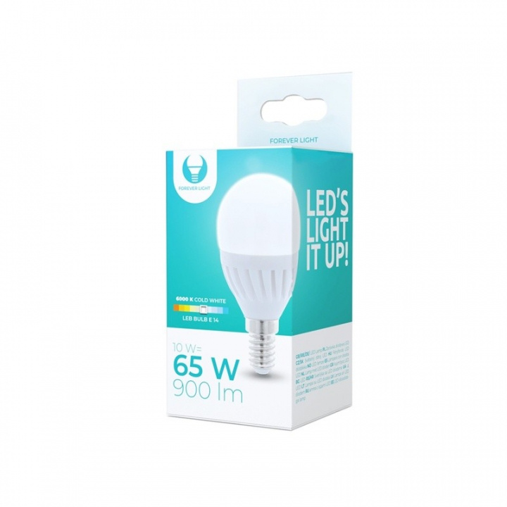 LED-lamppu E14, G45, 10W, 230V, 6000K, Keraaminen, Kylmä Valkoinen ryhmässä KODINELEKTRONIIKKA / Valaistus / LED-lamput @ TP E-commerce Nordic AB (38-92769)