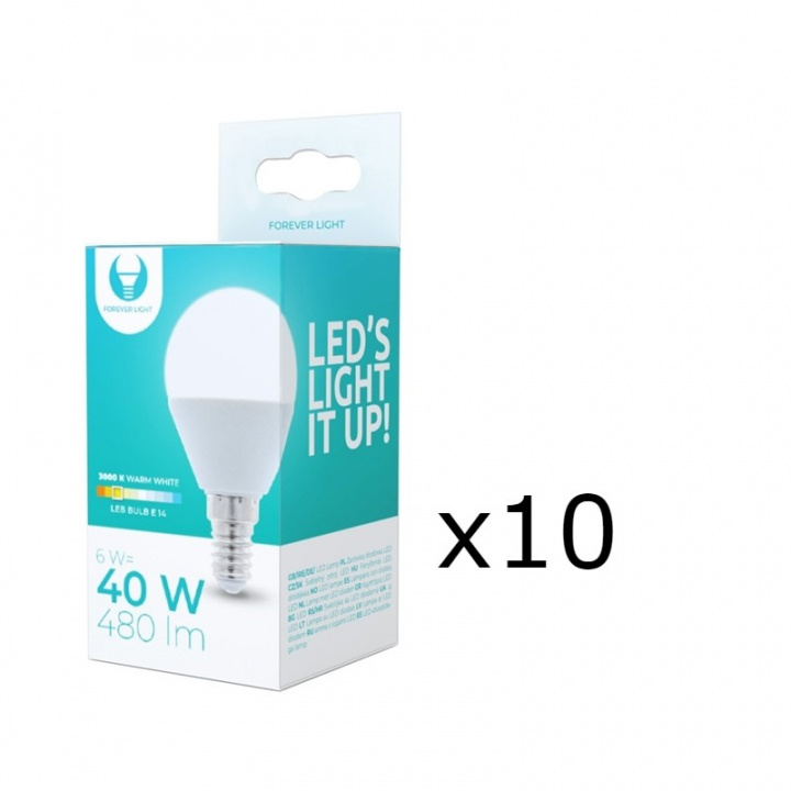 LED-lamppu E14, G45, 6W, 3000K 10-pack, lämmin valkoinen ryhmässä KODINELEKTRONIIKKA / Valaistus / LED-lamput @ TP E-commerce Nordic AB (38-92771-PKT10)
